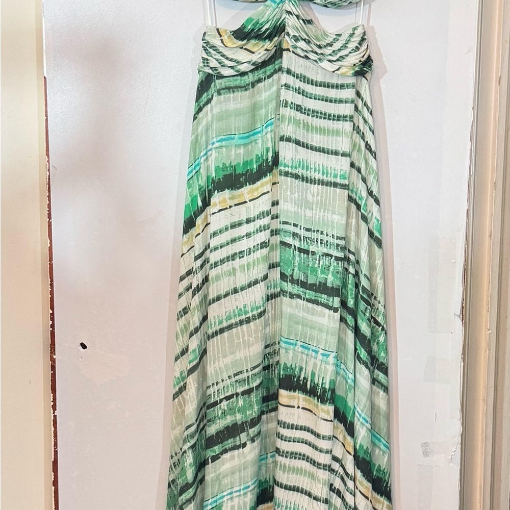 New 12th Tribe Mint Green and White Abstract Print Maxi Dress - Picture 4 of 16